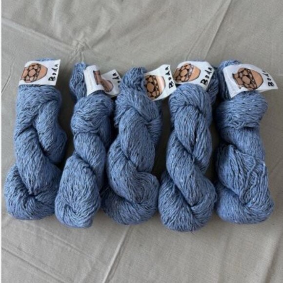 5 Hank Lot Classic Elite "Boda" Cotton Linen Yarn in Blues - Picture 1 of 6